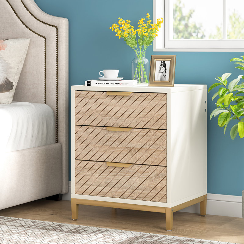 Wayfair white and gold nightstand sales